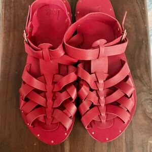 beek Red Leather Sandals size 8